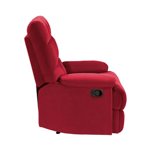 English Elm Reclining Chair with Velvet Upholstery, Square Tufted Back, Pillowtop Arms & Smooth Manual Recline Red 32.5 L x 32.5 W x 26 H B011P182496
