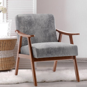 English Elm Mid-century Modern Wingback Accent Chair Solid Rubberwood Frame Tech Cloth Upholstery Grey W2200P151524