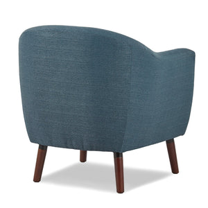 English Elm Blue Mid-Century Fabric Accent Chair with Button Tufting & Cherry Wood Legs – Retro Modern Comfort B011P182504
