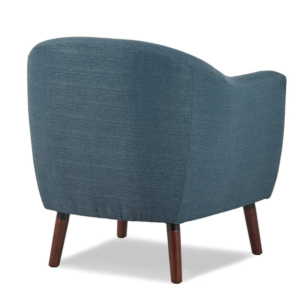 English Elm Blue Mid-Century Fabric Accent Chair with Button Tufting & Cherry Wood Legs – Retro Modern Comfort B011P182504