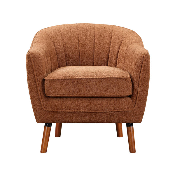 English Elm Mid-Century Curved Channel-Tufted Accent Chair with Textured Chenille Upholstery and Wood Legs, Stylish Living Room Seat Rust 29.75 L x 26.5 W x 24.5 H B011P182509