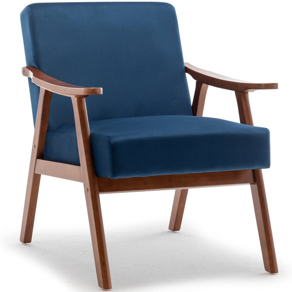 English Elm Mid-century Modern Wingback Accent Chair Solid Rubberwood Frame Tech Cloth Upholstery W2200P151516
