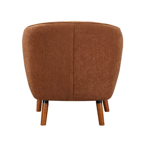 English Elm Mid-Century Curved Channel-Tufted Accent Chair with Textured Chenille Upholstery and Wood Legs, Stylish Living Room Seat Rust 29.75 L x 26.5 W x 24.5 H B011P182509