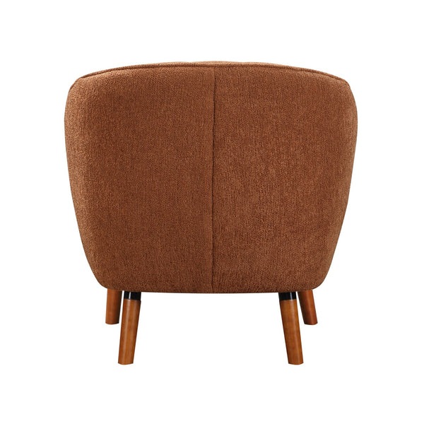 English Elm Mid-Century Curved Channel-Tufted Accent Chair with Textured Chenille Upholstery and Wood Legs, Stylish Living Room Seat Rust 29.75 L x 26.5 W x 24.5 H B011P182509