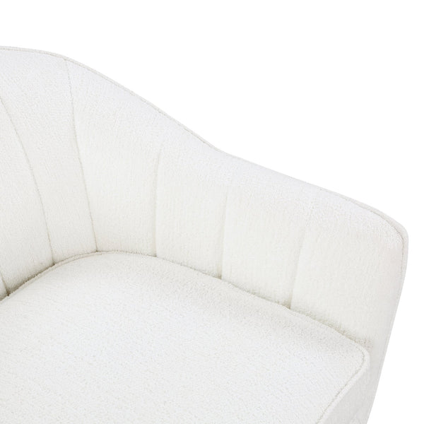 English Elm Mid-Century Curved Channel-Tufted Accent Chair with Textured Chenille Upholstery and Wood Legs, Stylish Living Room Seat White 29.75 L x 26.5 W x 24.5 H B011P182510