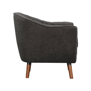 English Elm Mid-Century Curved Channel-Tufted Accent Chair with Textured Chenille Upholstery and Wood Legs, Stylish Living Room Seat Charcoal 29.75 L x 26.5 W x 24.5 H B011P182508
