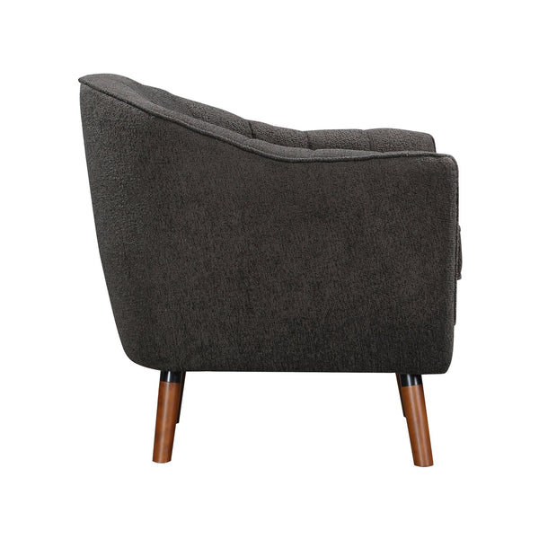 English Elm Mid-Century Curved Channel-Tufted Accent Chair with Textured Chenille Upholstery and Wood Legs, Stylish Living Room Seat Charcoal 29.75 L x 26.5 W x 24.5 H B011P182508