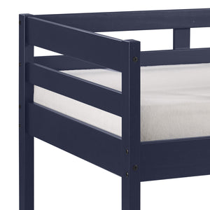 English Elm Navy Twin Loft Bed with Reversible Ladder, Space-Saving Wood Frame, Safety Guardrail for Kids Ages 6+ B062P181276