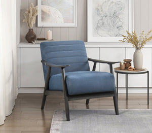 English Elm Casual Greeley Transitional Accent Chair with Brick Gray Solid Wood Frame and Comfortable Upholstery, Stylish Living Room Seating Blue 35.25 L x 25.75 W x 20.5 H B011P182646