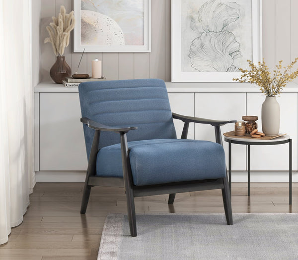English Elm Casual Greeley Transitional Accent Chair with Brick Gray Solid Wood Frame and Comfortable Upholstery, Stylish Living Room Seating Blue 35.25 L x 25.75 W x 20.5 H B011P182646