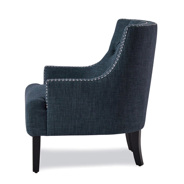 English Elm Modern Tufted Back Accent Chair with Antique Walnut Solid Wood Frame and Padded Contoured Seat Indigo 29.75 L x 30.25 W x 27 H B011P182653