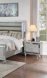 Luxury Silver Nightstand with Drawers & Mirror Panel - Bedroom Furniture