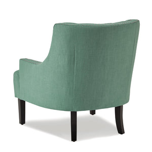English Elm Modern Tufted Back Accent Chair with Antique Walnut Solid Wood Frame and Padded Contoured Seat Teal 29.75 L x 30.25 W x 27 H B011P182655