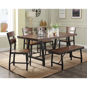 English Elm Oak Industrial Oak and Black Rectangle Bench with Metal Legs, Crossbar Support, Durable Seating for Entryway, Dining B062P181294