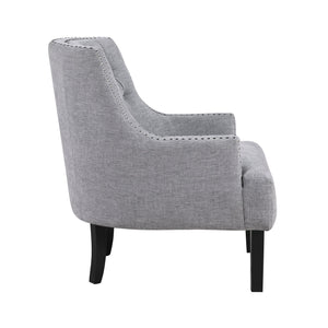 English Elm Modern Tufted Back Accent Chair with Antique Walnut Solid Wood Frame and Padded Contoured Seat Gray 29.75 L x 30.25 W x 27 H B011P182660