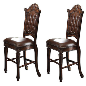 English Elm Cherry Counter Height Stools Set of 2 – Tufted Cherry Faux Leather Seats with Nailhead Trim, Plush Comfort and Classic Design B062P181291