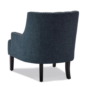 English Elm Modern Tufted Back Accent Chair with Antique Walnut Solid Wood Frame and Padded Contoured Seat Indigo 29.75 L x 30.25 W x 27 H B011P182653