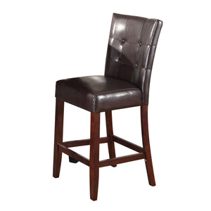 English Elm Espresso Counter Height Stools Set of 2 — Button-Tufted Faux Leather Seats with Walnut Tapered Legs B062P181290