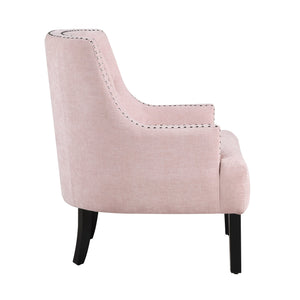 English Elm Modern Tufted Back Accent Chair with Antique Walnut Solid Wood Frame and Padded Contoured Seat Pink 29.75 L x 30.25 W x 27 H B011P182661