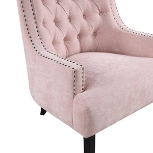 English Elm Modern Tufted Back Accent Chair with Antique Walnut Solid Wood Frame and Padded Contoured Seat Pink 29.75 L x 30.25 W x 27 H B011P182661