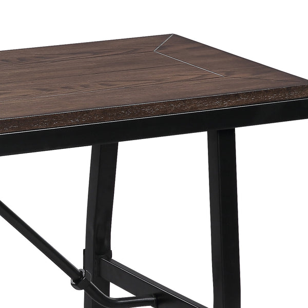 English Elm Oak Industrial Oak and Black Rectangle Bench with Metal Legs, Crossbar Support, Durable Seating for Entryway, Dining B062P181294