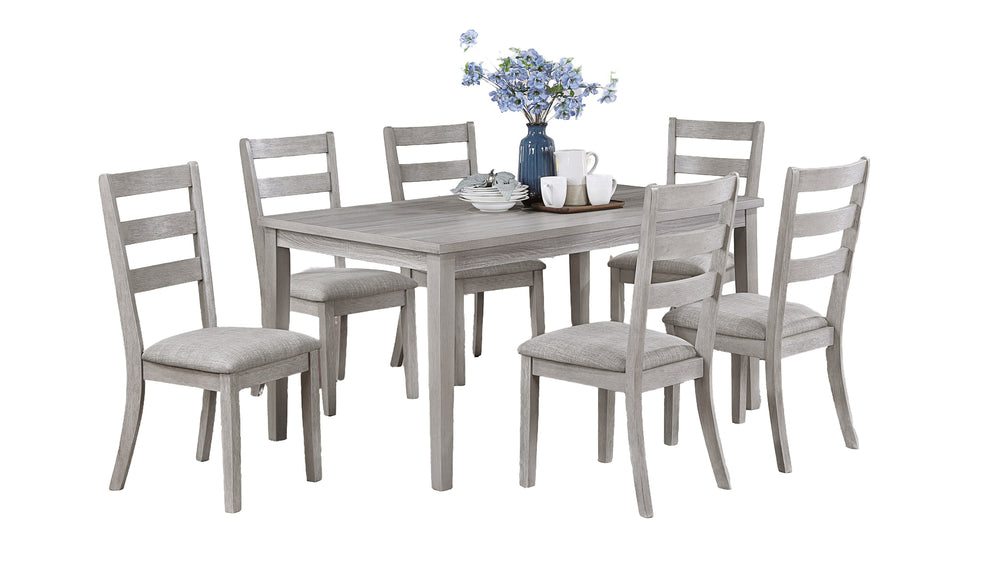 English Elm Classic 7pc Rustic Gray Dining Set with Cushioned Ladder-Back Chairs and Spacious 60" Wooden Table, Modern Style B011P182670