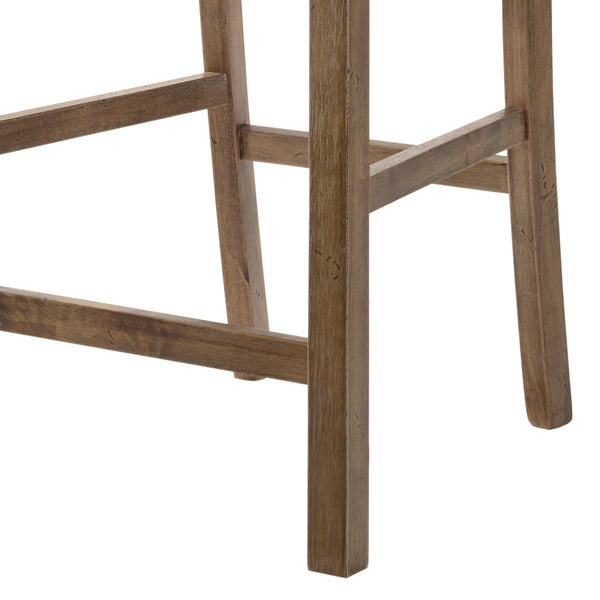 English Elm Tan Linen Counter Height Stool Set with Cross Back and Weathered Oak Legs—Durable Elegant Seating for Kitchens Beige+Brown B062P181292