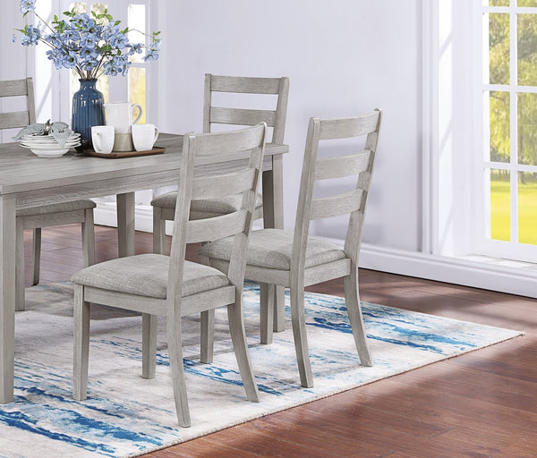 English Elm Classic 7pc Rustic Gray Dining Set with Cushioned Ladder-Back Chairs and Spacious 60" Wooden Table, Modern Style B011P182670