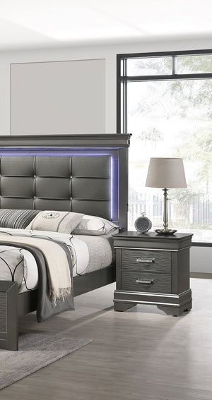 English Elm Modern Grey Curved Transitional Nightstand with 2 Spacious Drawers, Sleek Handles, 21" x 16" x 24" H B011P182672