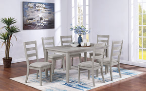 English Elm Classic 7pc Rustic Gray Dining Set with Cushioned Ladder-Back Chairs and Spacious 60" Wooden Table, Modern Style B011P182670