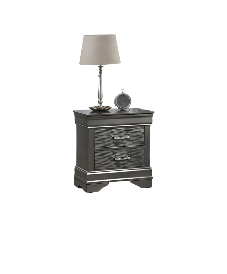 English Elm Modern Grey Curved Transitional Nightstand with 2 Spacious Drawers, Sleek Handles, 21" x 16" x 24" H B011P182672