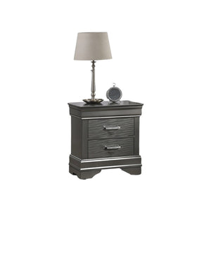 English Elm Modern Grey Curved Transitional Nightstand with 2 Spacious Drawers, Sleek Handles, 21" x 16" x 24" H B011P182672