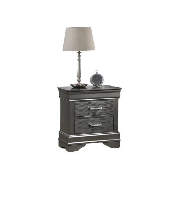 English Elm Modern Grey Curved Transitional Nightstand with 2 Spacious Drawers, Sleek Handles, 21" x 16" x 24" H B011P182672