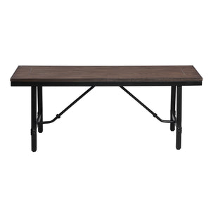 English Elm Oak Industrial Oak and Black Rectangle Bench with Metal Legs, Crossbar Support, Durable Seating for Entryway, Dining B062P181294