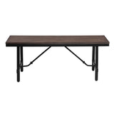 Sturdy Oak and Black Industrial Bench | Adjustable Feet | Spacious Seating | Easy Assembly | 46.50 x 15.50 x 18.50