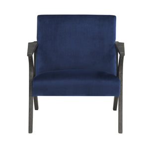 English Elm Retro Coriana Velvet Accent Chair in Navy with Antique Gray Rubberwood Frame — Modern Retro Charm, Plush Seating B011P182643
