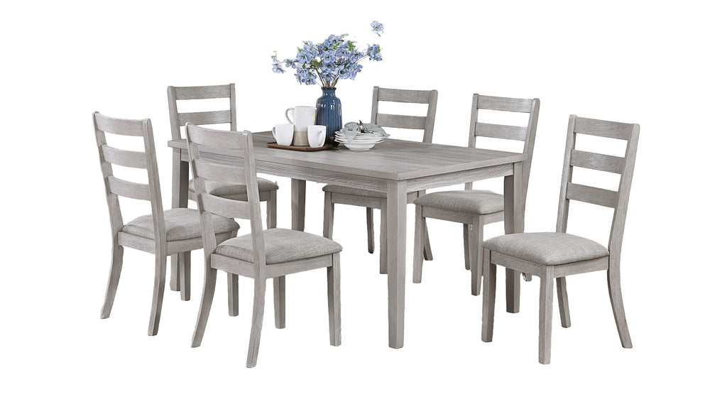 English Elm Classic 7pc Rustic Gray Dining Set with Cushioned Ladder-Back Chairs and Spacious 60" Wooden Table, Modern Style B011P182670