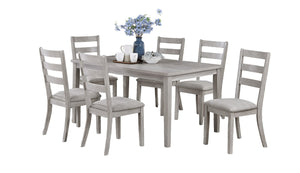 English Elm Classic 7pc Rustic Gray Dining Set with Cushioned Ladder-Back Chairs and Spacious 60" Wooden Table, Modern Style B011P182670