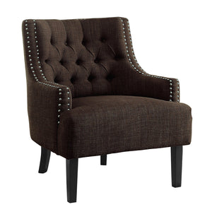 English Elm Modern Tufted Back Accent Chair with Antique Walnut Solid Wood Frame and Padded Contoured Seat Chocolate 29.75 L x 30.25 W x 27 H B011P182652