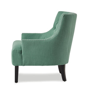 English Elm Modern Tufted Back Accent Chair with Antique Walnut Solid Wood Frame and Padded Contoured Seat Teal 29.75 L x 30.25 W x 27 H B011P182655