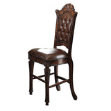 Cherry Counter Height Stools Set - Elegant Nailhead Trim, Tufted Backs