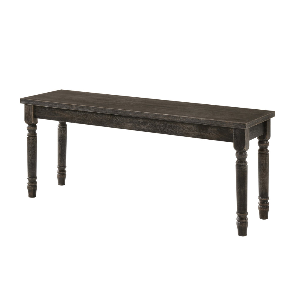 English Elm Weathered Grey Traditional Backless Wooden Bench with Turned Legs, Rustic Vintage Finish for Entryway Seating (48") B062P181293