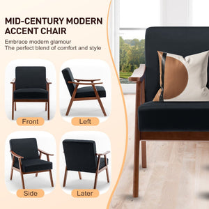 English Elm Mid-century Modern Wingback Accent Chair Solid Rubberwood Frame Tech Cloth Upholstery W2200P151518
