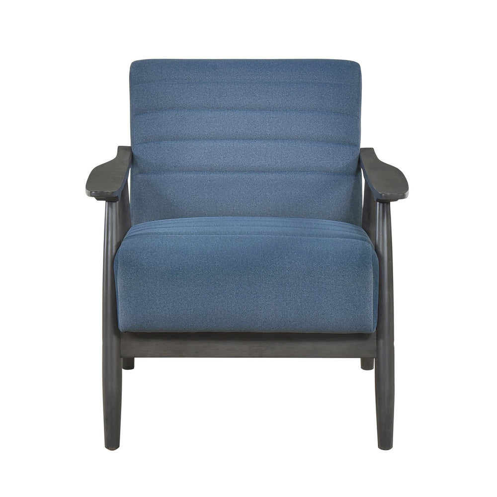 English Elm Casual Greeley Transitional Accent Chair with Brick Gray Solid Wood Frame and Comfortable Upholstery, Stylish Living Room Seating Blue 35.25 L x 25.75 W x 20.5 H B011P182646