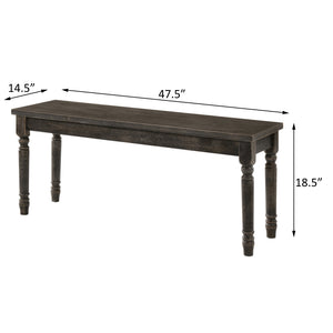 English Elm Weathered Grey Traditional Backless Wooden Bench with Turned Legs, Rustic Vintage Finish for Entryway Seating (48") B062P181293
