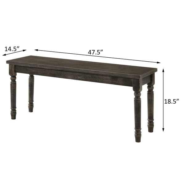 English Elm Weathered Grey Traditional Backless Wooden Bench with Turned Legs, Rustic Vintage Finish for Entryway Seating (48") B062P181293