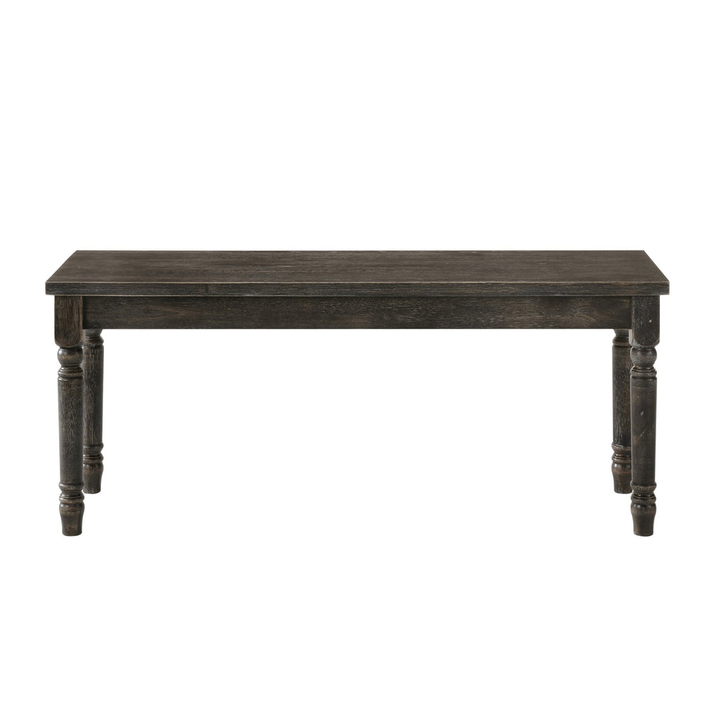 English Elm Weathered Grey Traditional Backless Wooden Bench with Turned Legs, Rustic Vintage Finish for Entryway Seating (48") B062P181293