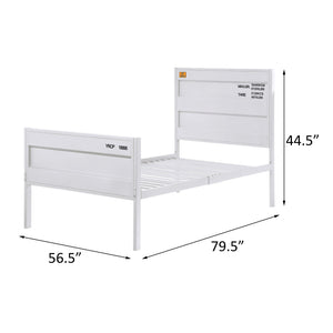 English Elm White Cargo Container Platform Bed Full Metal Frame Industrial Minimalist Design No Box Spring Needed, Sleek White Finish, Recessed Panels, B062P181286