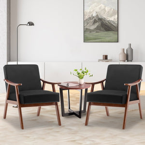 English Elm Mid-century Modern Wingback Accent Chair Solid Rubberwood Frame Tech Cloth Upholstery W2200P151518