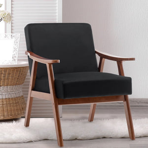 English Elm Mid-century Modern Wingback Accent Chair Solid Rubberwood Frame Tech Cloth Upholstery W2200P151518